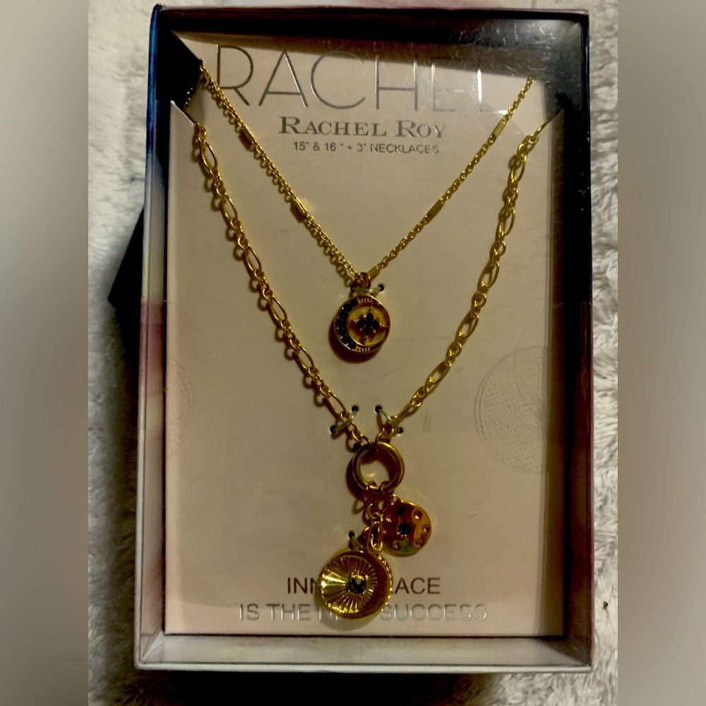 Rachel Roy necklace set. Measures 15” & 16” + 3”